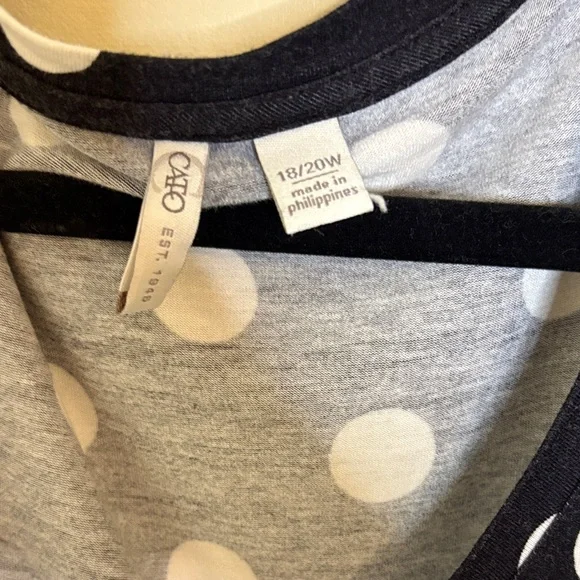 Cato Black and White Polka Dot Long Sleeve Top - Picture 2 of 2